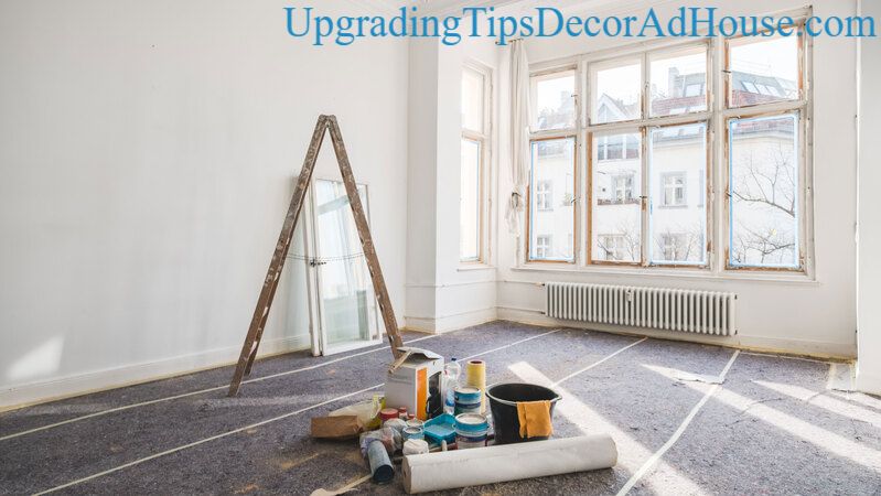 Bright empty room with renovation tools and supplies, showcasing Renovation Tips DecorAdHouse for smart home improvement and remodeling projects.